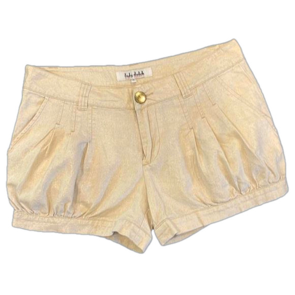 Lady Dutch 31” crème with gold  shimmer bubble hem shorts with pockets and zip - Picture 2 of 8